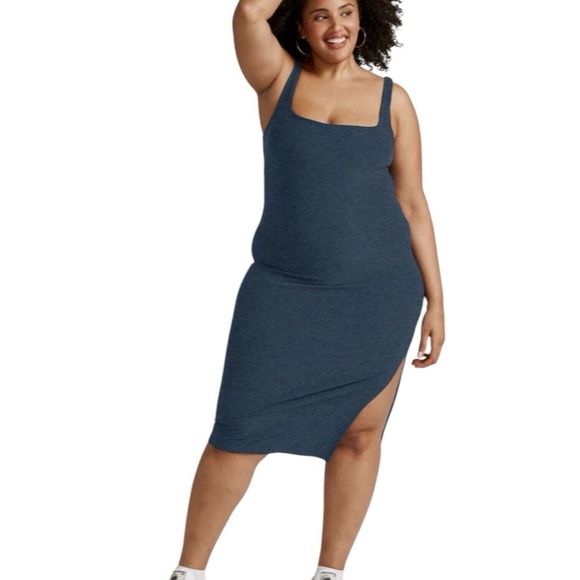 Beyond Yoga Womens Size 1X Green Spacedye Icon Midi Dress‎ Sleeveless Stretch - Picture 12 of 12